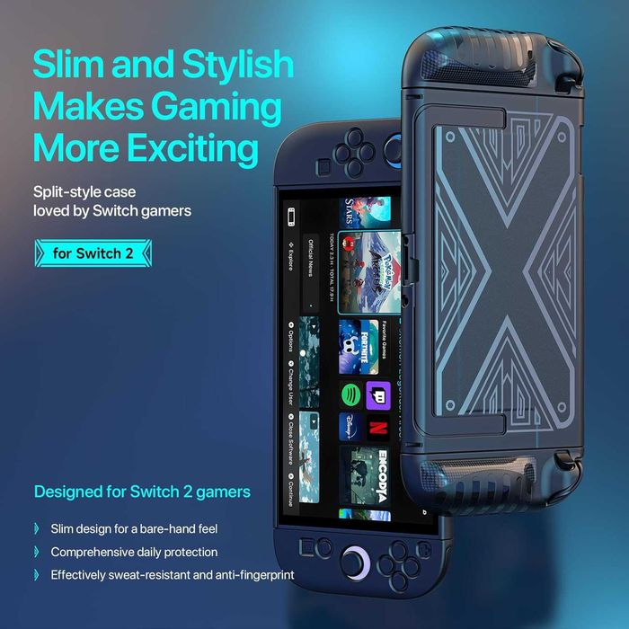 Nintendo Switch 2 Grip Case – тънък защитен кейс с X-pattern дизайн