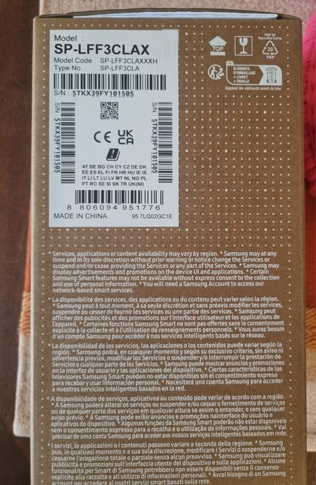 Проектор Samsung Model SP-LFF3CLAX

SP-LFF3CLAX