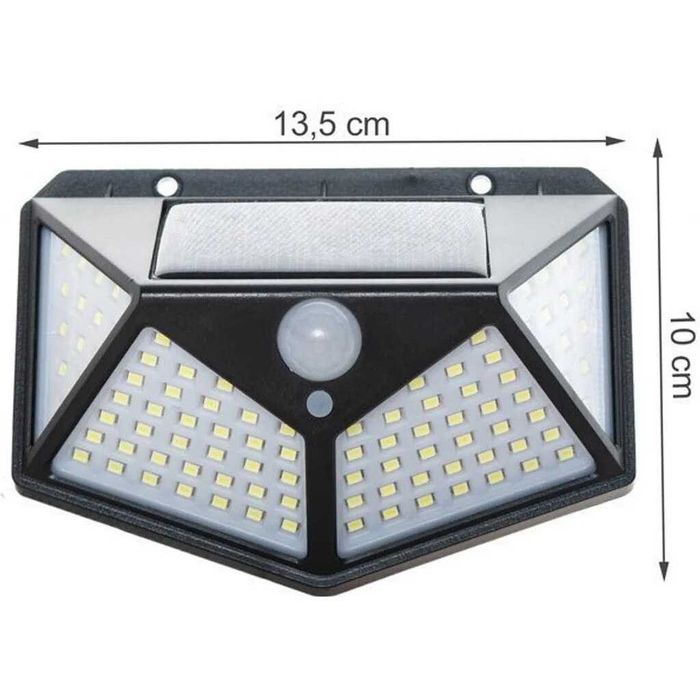 Комплект от 4 външни соларни лампи, 100 LED, черни, 270° със сензор за движение, водоустойчиви
