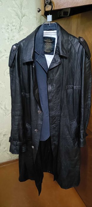 Кожаный мужской плащ премиум класса. США