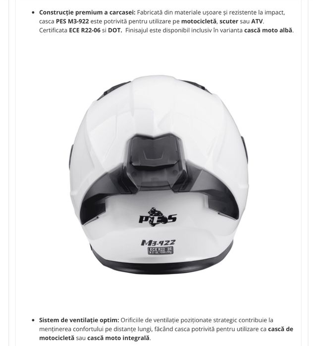 Casca moto  integrala , full face , M3 922 , certificari de siguranta , purtata f putin ,