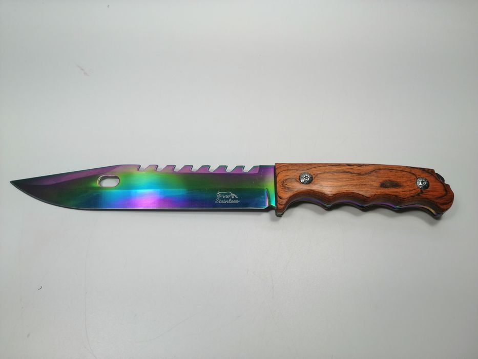 Cutit de vanatoare DEPOX®, Wood Rainbow, 33 cm, multicolor