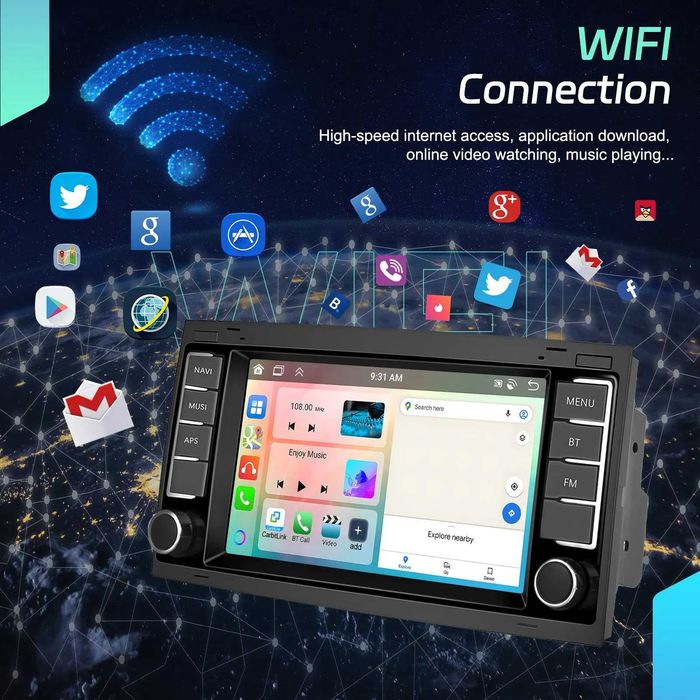 Мултимедия Двоен дин VW TOUAREG Transporter Multivan навигация Android