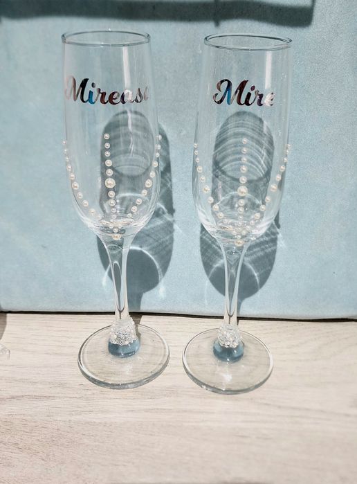 Pahare buchete lumânări nuntă botez