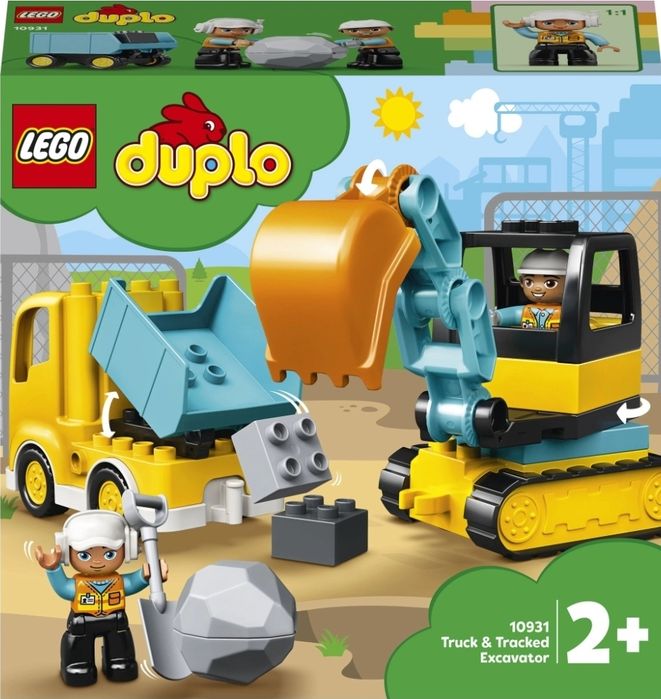 LEGO DUPLO 10931 Камион и верижен багер – комплект с 2 фигурки