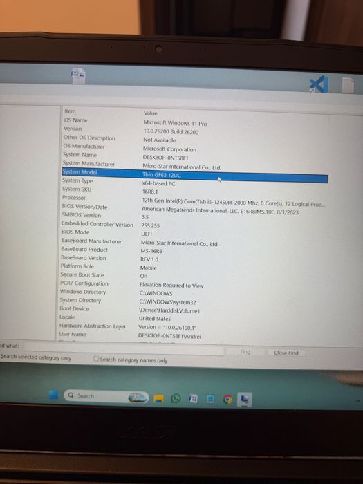 Laptop MSI GF63 THIN 12UC