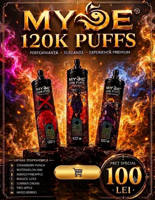 Vape MYDE 120K Puffs | Display Inteligent | Diverse Arome