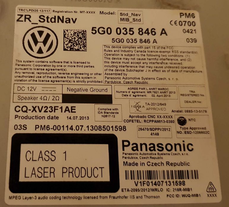 Kit Navigatie VW Golf 7  5G0 919 605 D