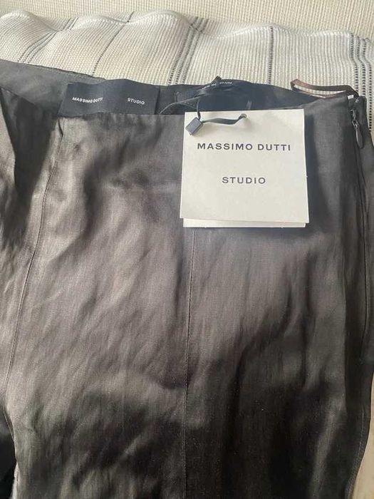 massimo dutti studio pantaloni evazati crop shimmer M noi black brown ocazie! superbi! metalizati usor