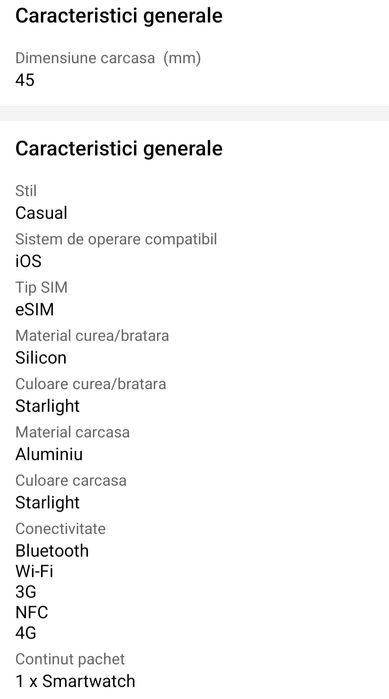 Apple Watch 7, GPS, Cellular, Carcasa Starlight Aluminium 45mm, Starli