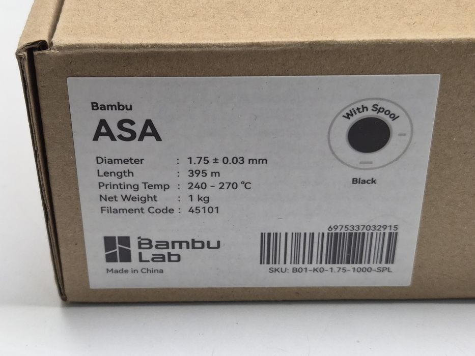 Filament sigilat Bambu Lab ASA negru