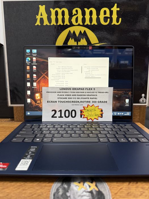 Laptop Lenovo IdeaPad Flex 5 procesor AMD Ryzen5 7530U  8GB / 512GB .