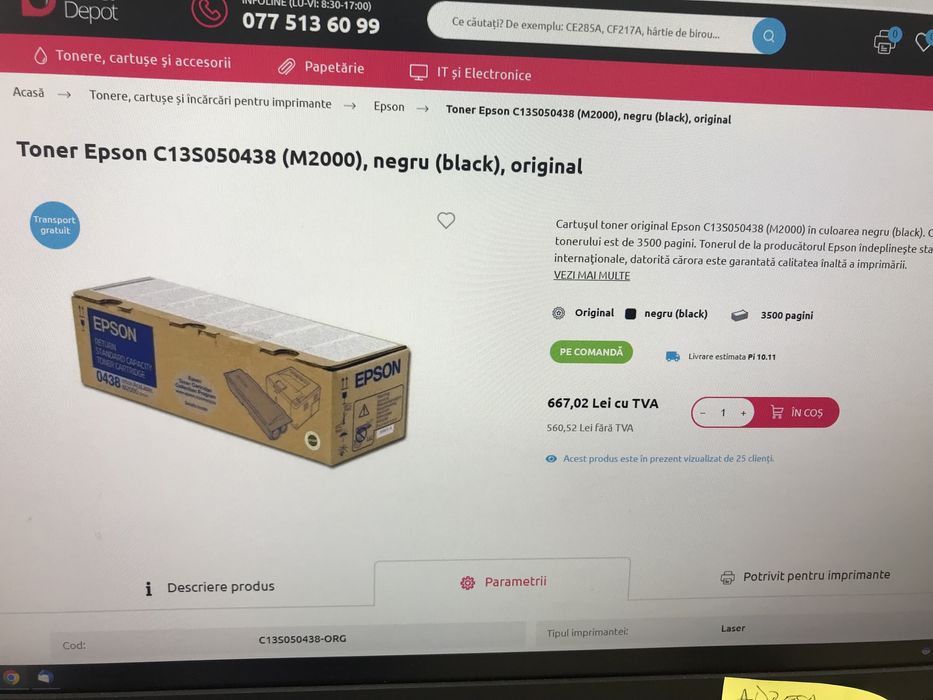 Toner Epson  Noi Nouțe cu FF