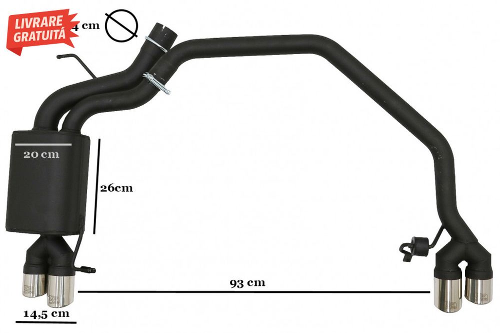 Difuzor Negru Lucios cu Sistem Evacuare BMW Seria 5 F10 (2011-2016)