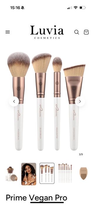 Комплект четки за грим Luvia Cosmetics Prime Vegan Pro