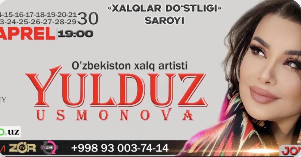 Yulduz Usmonova konsertiga biletlar bor.