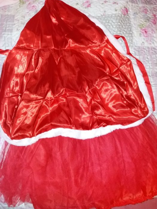 Rochie/rochita rosie printesa cu capa satin/ Scufita Roșie /craciunita