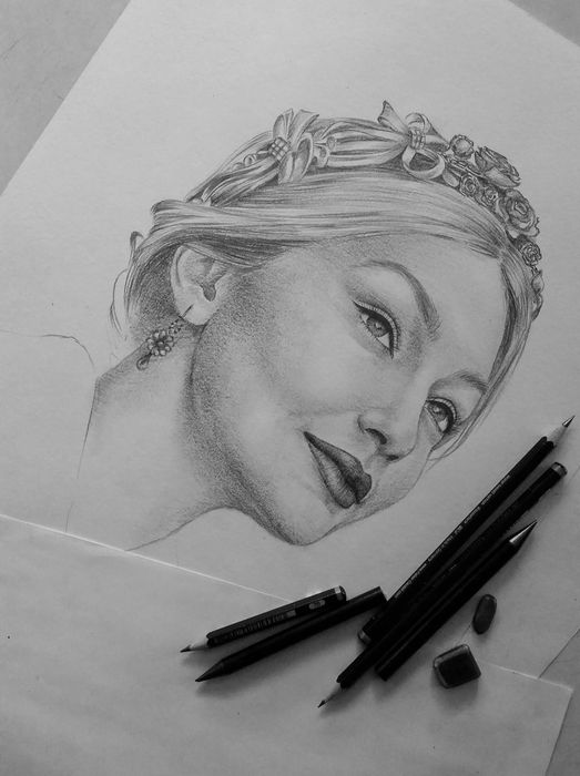 Portret in creion după fotografie
