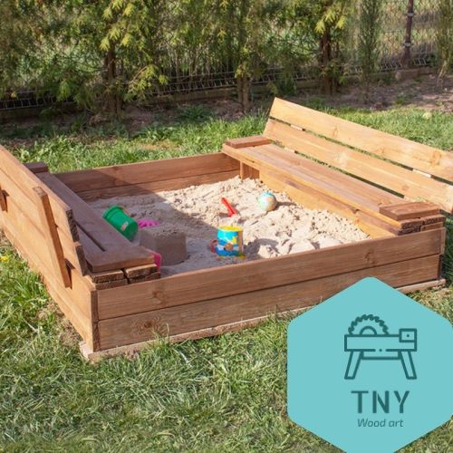 Детски  пясъчник - с пейки и капак (доп. СЕННИК!!)