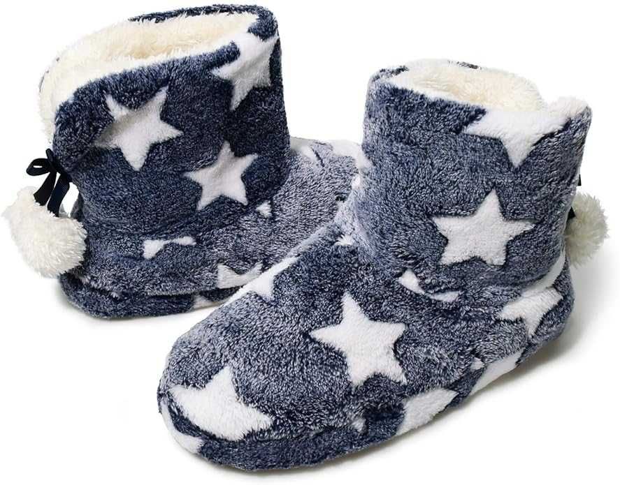 REDUS de la 160RON, Papuci/ botosi de casa imblaniti Albastru+ Stelute