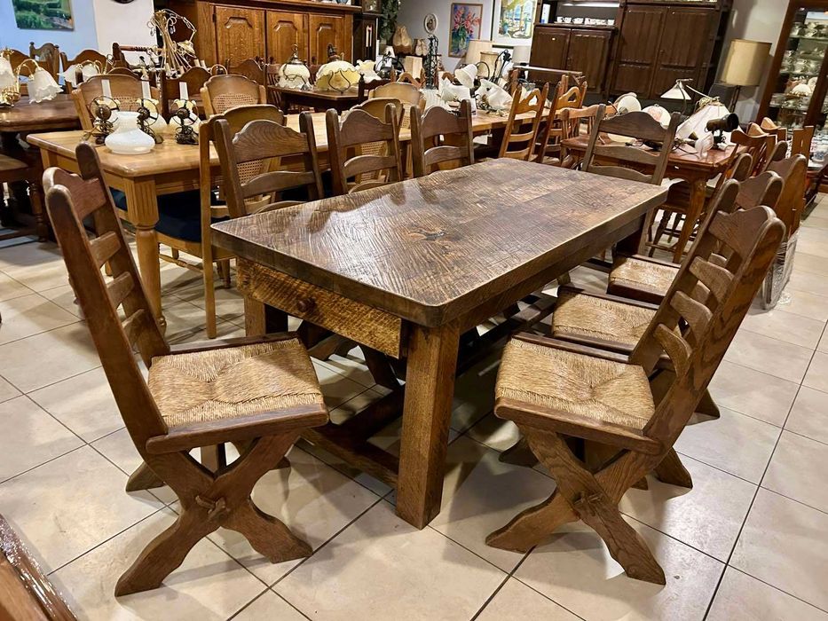 Много масивна дъбова маса с 8 стола Холандия