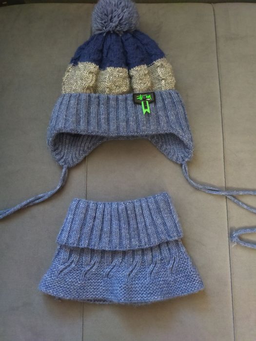 Шапка +снуд зимняя детская