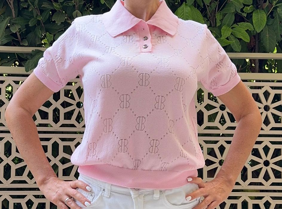 Тениска с яка поло риза блуза Италия Barbara Alvisi S/M (Zara, guess)