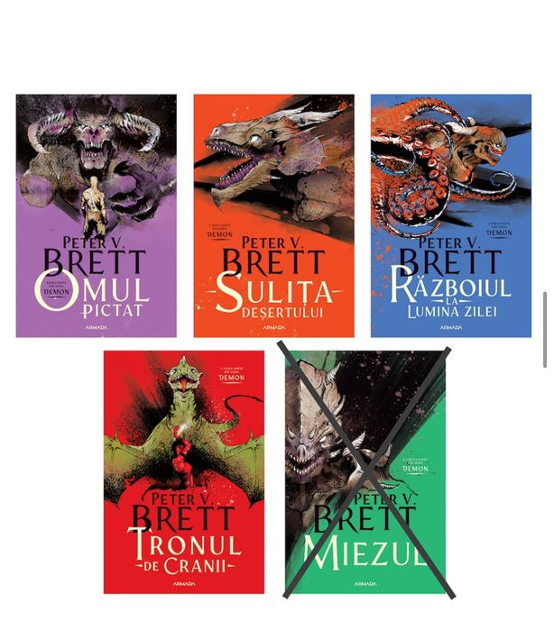 Primele 4 volume din seria „Demonul” de Peter V. Brett, ediția Armada, toate noi-nouțe și necitite