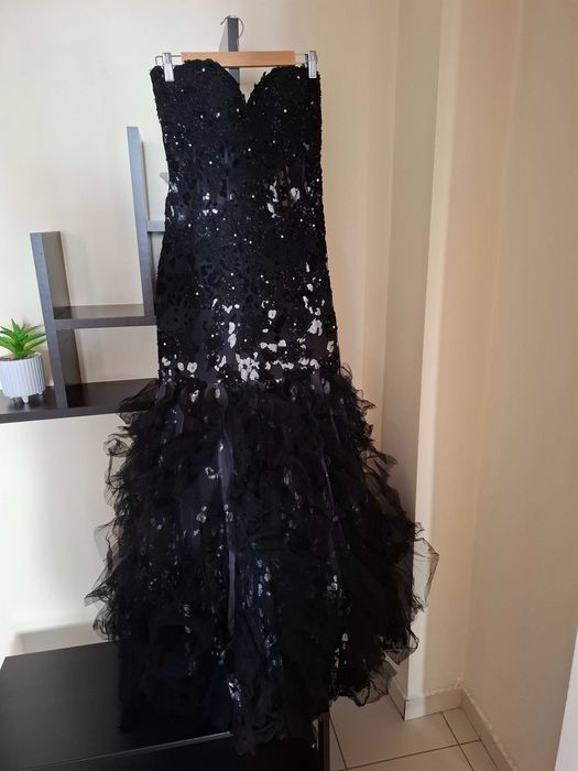 rochie neagra evenimente speciale, voal, catifea