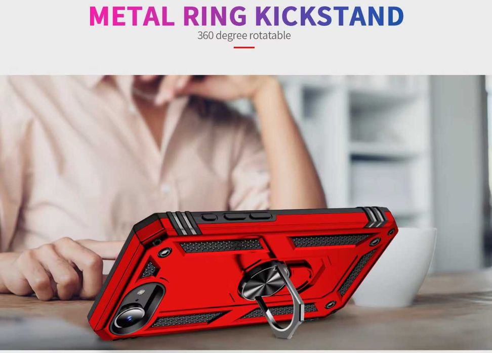 Husa antisoc hybrid ARMOR cu inel pt iPhone 16e / 14 / 14 Pro Max