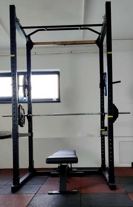 Home gym complet Decathlon Corength - Rack 900, Bench 900, 190 kg discuri, bara, suport depozitare discuri