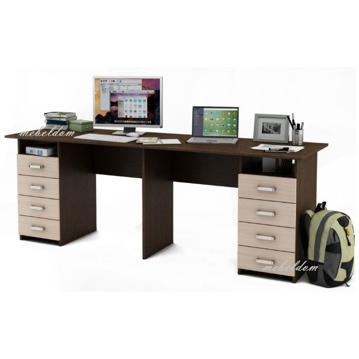 Бюро 208см. за двама със 8 чекмеджета(код-1116)