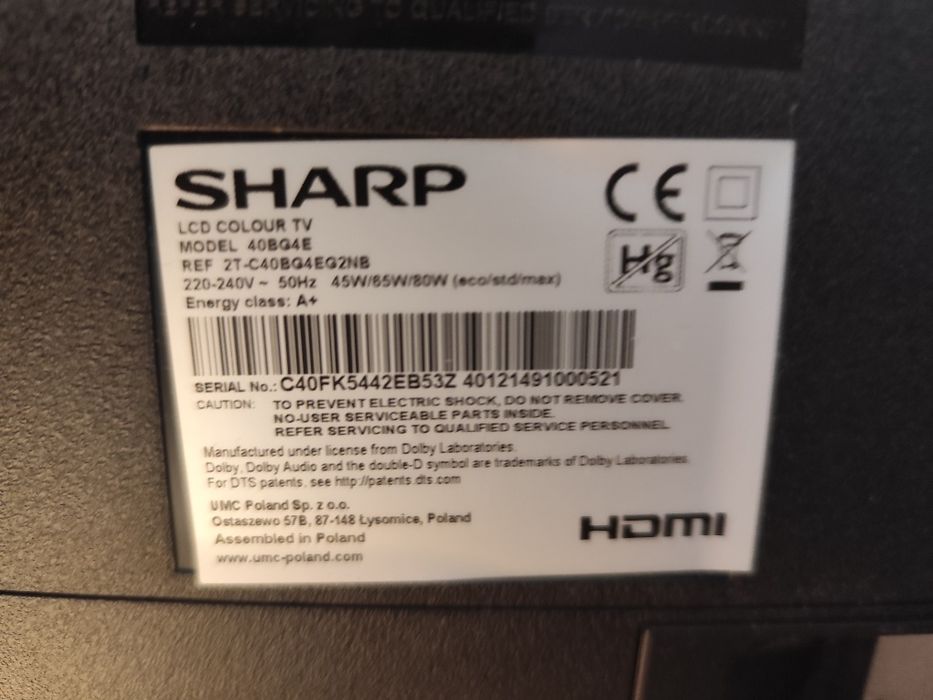 Televizor TV Smart LED Full HD, Sharp Aquos, sunet Harman/Kardon