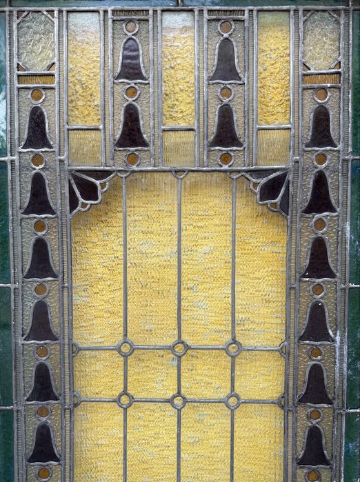 Set 8 superbe vitralii in rama lemn stil Art Nouveau