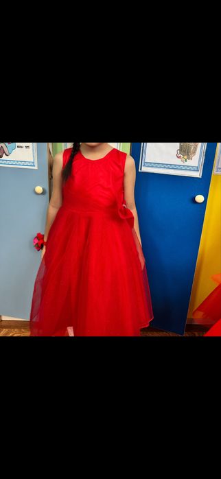 Красное шифон платье