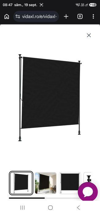 Jaluzea Rulou de Exterior Negru 200 x 270 cm