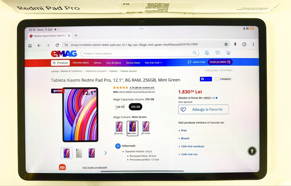 Tabletă Premium Redmi Pad Pro 12.1" (8GB/256GB) - Ca Nouă, Garanție Nov 2027