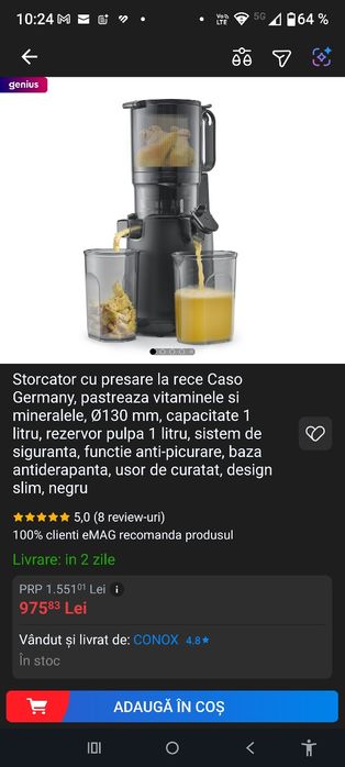 Storcator fructe si legume presare la rece