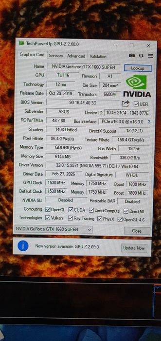 Видиокарта asus 1660 super