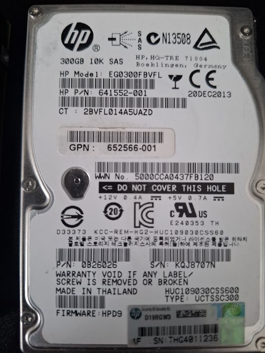 Hdd sas hp 300gb 10k 2 buc