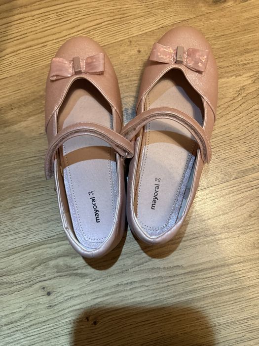 Pantofi copii Mayoral – balerini roz cu baretă, mărimea 34