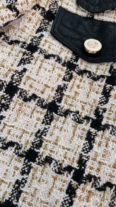 Jacheta tweed si piele