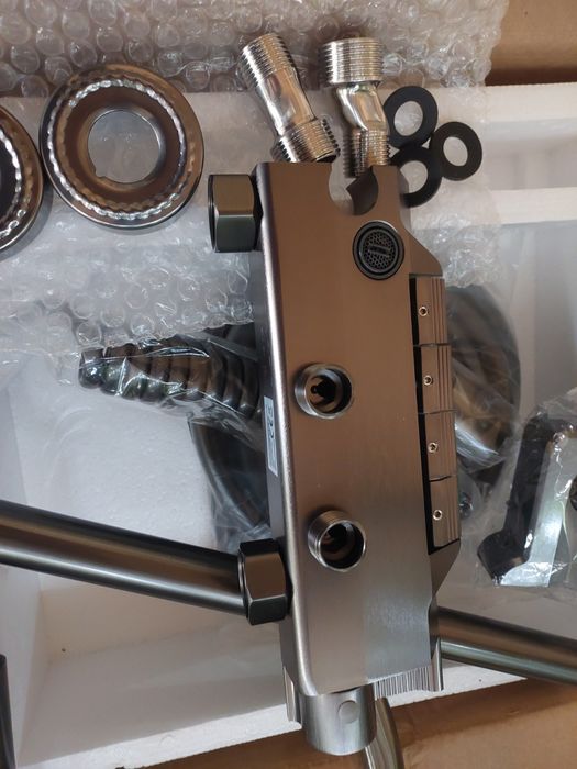Sistem de duș tip coloană, Baterie și Țevi din Inox Gri-Antracit, Nou