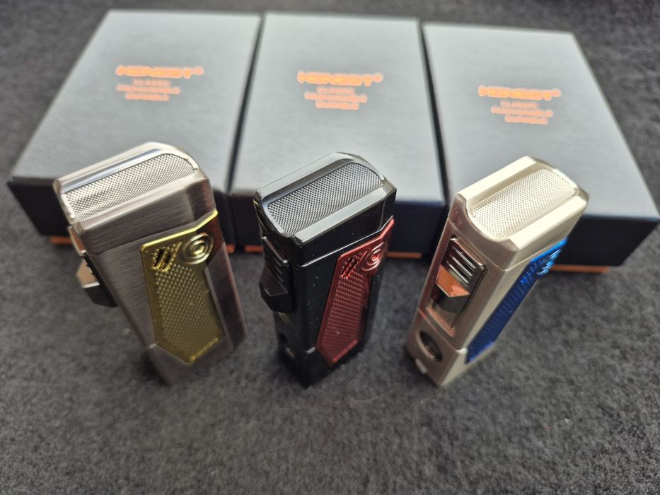 Луксозна запалка за пури HONEST с подарък резачка,три цвята