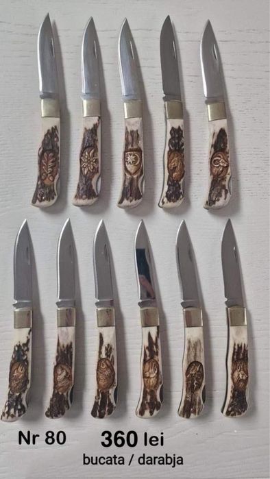 Briceag gravat tradițional, cutite, corn de cerb, vanatoresc, bricegi