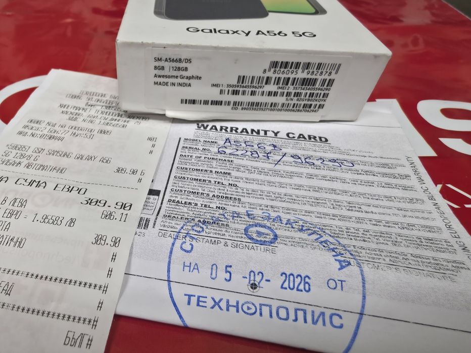 ***128GB Samsung A56 5G Гаранция Технополис 2028г. Graphite / Сив / Черен