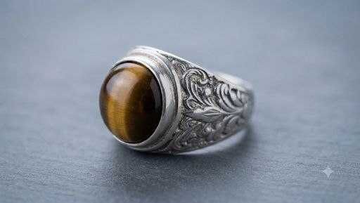 Серебряное кольцо с камнем ТИГРОВЫЙ ГЛАЗ