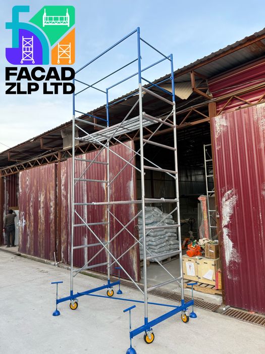 Леса строительные, с ограждением и колесами, из нержавеющей стали