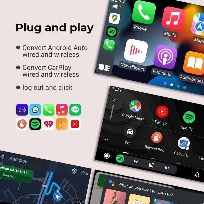 Мини WiFi Адаптер за безжична връзка с CarPlay / AndroidAuto.
