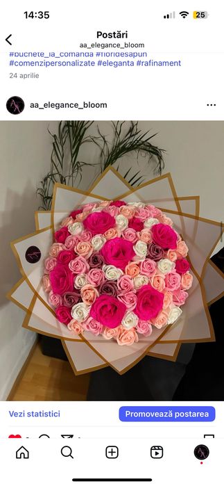 Buchet trandafiri săpun/ cadou ziua îndrăgostiților/ vday